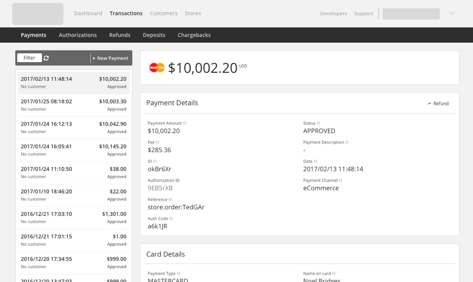Payment view in Tyro eCommerce